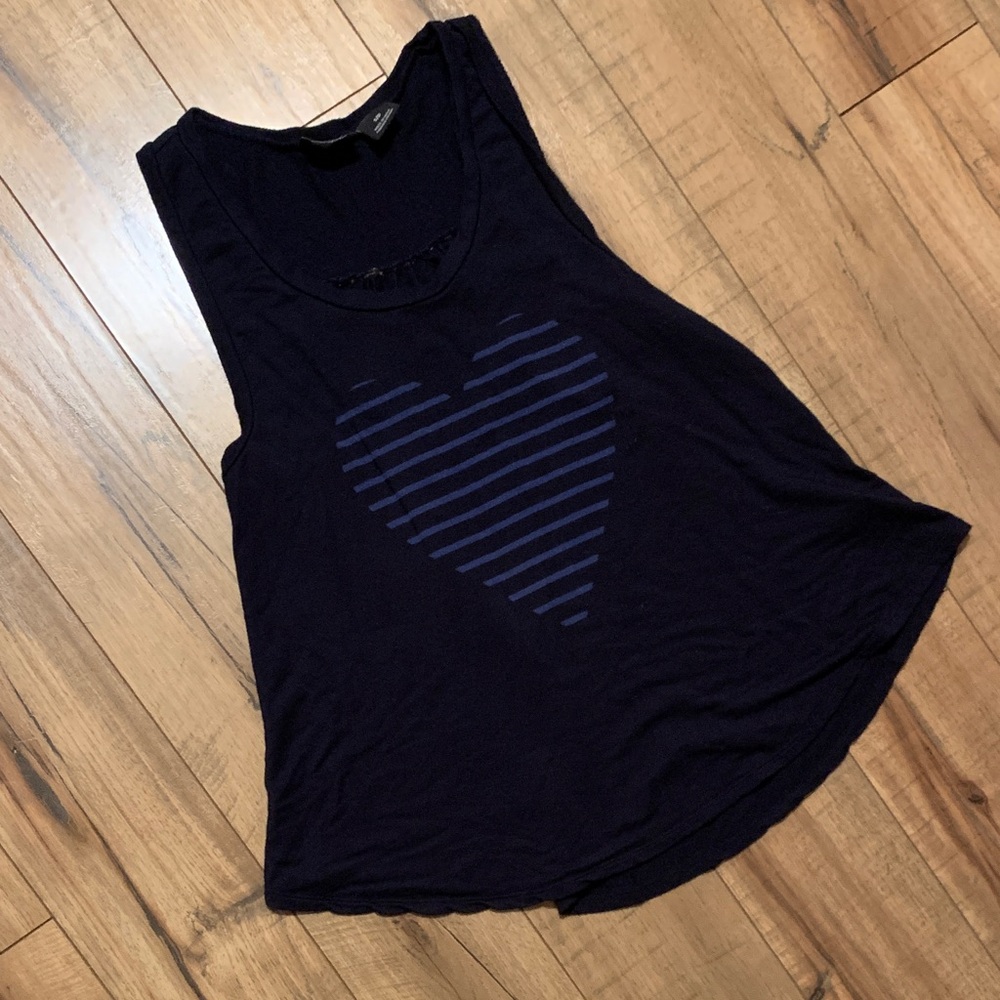 Heart Print Navy Tank Top